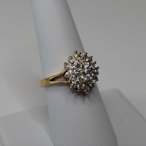 Vintage Cluster Gold Tone Cocktail Ring 7.75 - Picture 4 of 12